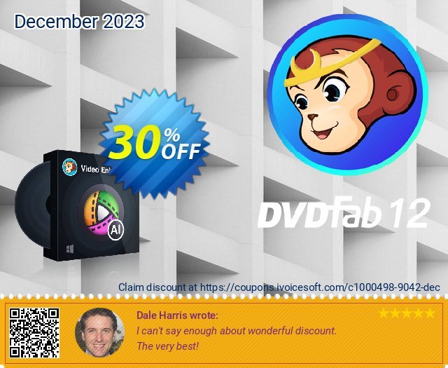 DVDFab Video Enhancer AI (1 year license) discount 30% OFF, 2022 Memorial Day offering sales. 30% OFF DVDFab Video Enhancer AI (1 year), verified