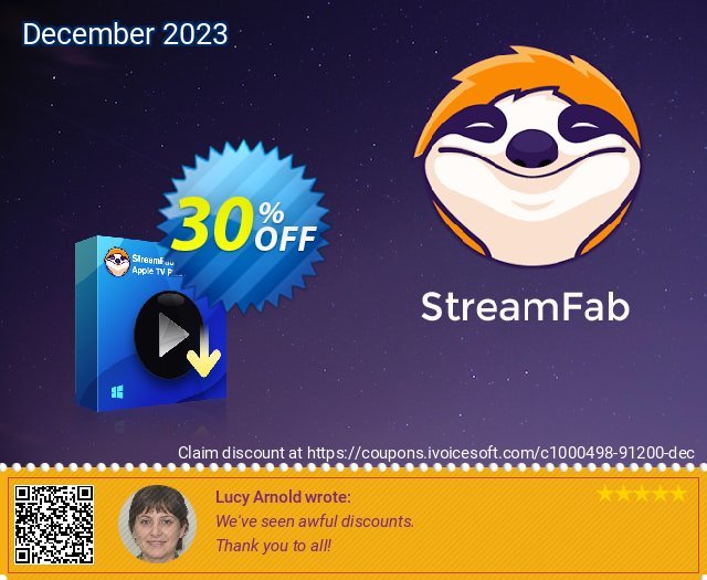StreamFab Apple TV Plus Downloader (1 Month) discount 30% OFF, 2024 Mother's Day offering sales. 30% OFF StreamFab Apple TV Plus Downloader (1 Month), verified