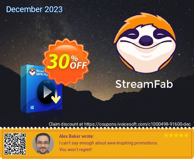 StreamFab ESPN Plus Downloader (1 Month) discount 30% OFF, 2024 Mother's Day offering sales. 30% OFF StreamFab ESPN Plus Downloader (1 Month), verified