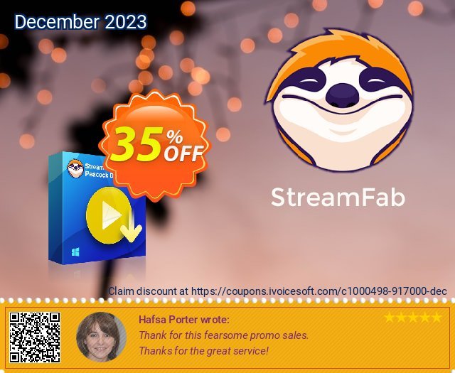StreamFab Peacock Downloader (1 Year) discount 35% OFF, 2024 Mother's Day sales. 31% OFF StreamFab FANZA Downloader for MAC, verified