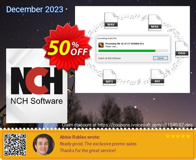 Switch Plus Audio File Converter Spanish discount 50% OFF, 2022 Thanksgiving Day offering deals. NCH coupon discount 11540