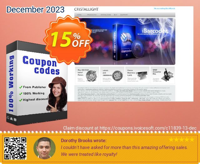Mega Fifteen discount 15% OFF, 2022 Happy New Year discount. Cristallight (11839)