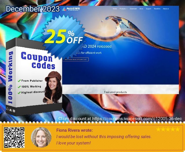 DWGViewX Pro discount 25% OFF, 2024 April Fools' Day offering discount. 25% AutoDWG (12005)
