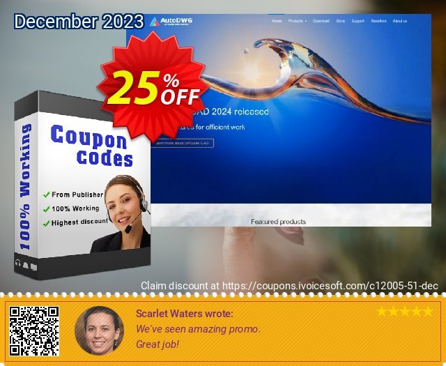 AutoDWG customization fee discount 25% OFF, 2024 April Fools' Day sales. 25% AutoDWG (12005)