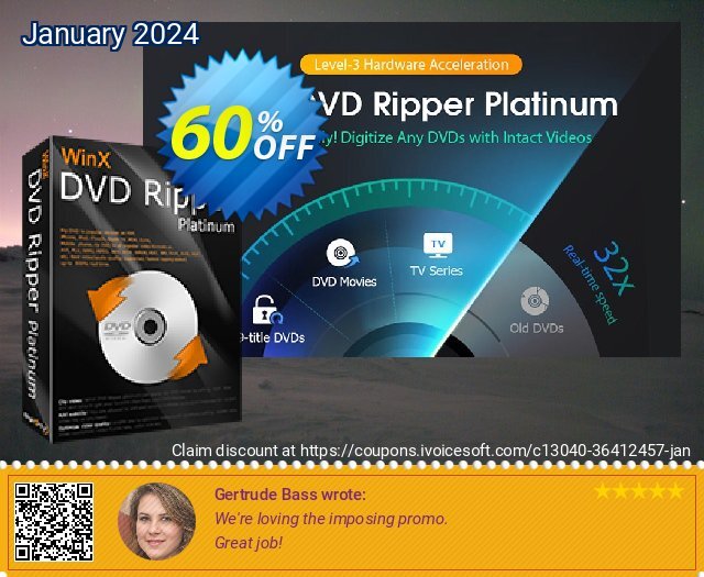 WinX DVD Ripper Platinum (1 year License) discount 60% OFF, 2022 DrinksGiving promotions. 65% OFF WinX DVD Ripper Platinum (1 year License), verified