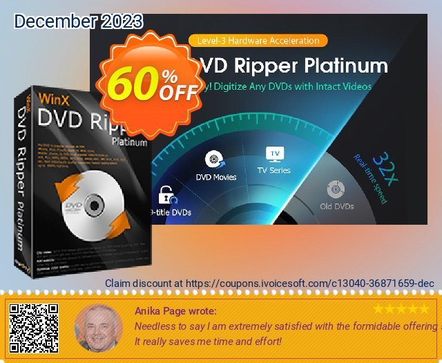 WinX DVD Ripper Platinum (3-month License) 驚くばかり プロモーション スクリーンショット