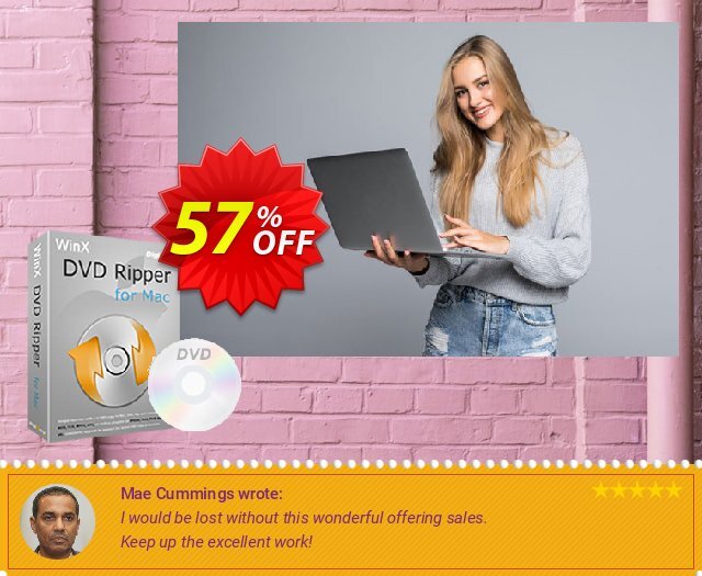 WinX DVD Ripper for Mac Lifetime discount 57% OFF, 2024 Spring offering sales. Special Offer for softwarediscounts