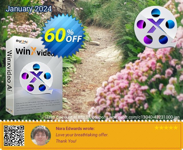 WinXvideo AI Family License discount 60% OFF, 2024 Women Day offering discount. 60% OFF WinXvideo AI Family License, verified