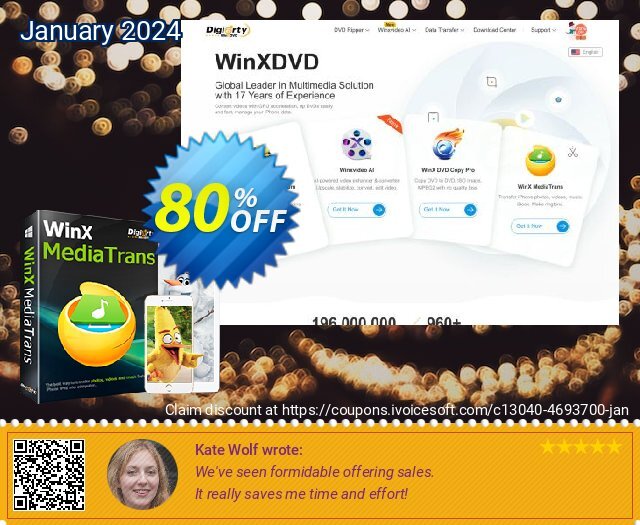 Get 67% OFF WinX MediaTrans Lifetime License discounts
