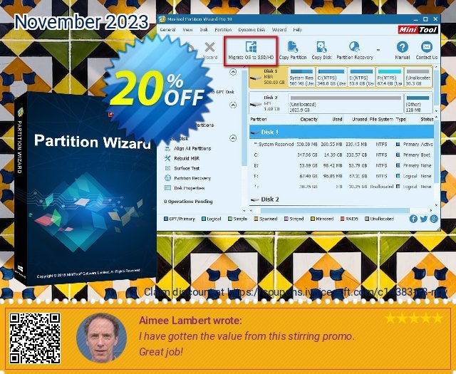 MiniTool Partition Wizard Enterprise 令人印象深刻的 折扣 软件截图
