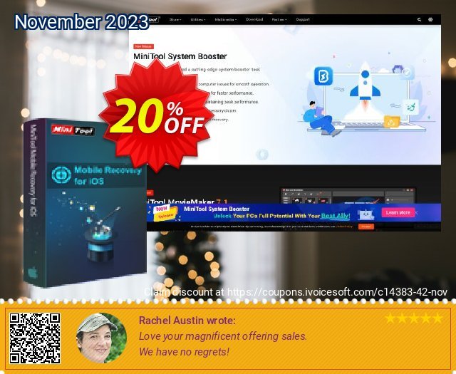 MiniTool Mobile Recovery for iOS discount 20% OFF, 2022 Women Month offering sales. 20% off