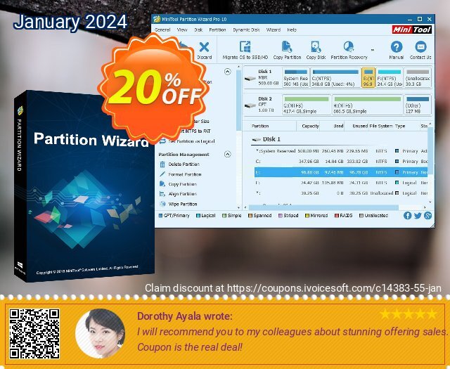 MiniTool Partition Wizard Pro Ultimate discount 20% OFF, 2022 Women Day promotions. 25% Off for All AFF Products