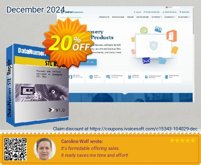 DataNumen STL Repair discount 20% OFF, 2024 Xmas offering sales. 20% OFF DataNumen File Splitter, verified