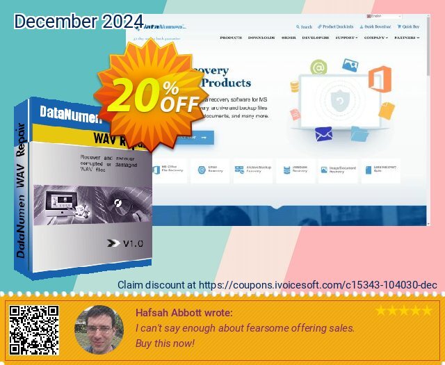 DataNumen WAV Repair discount 20% OFF, 2024 Christmas & New Year offering sales. 20% OFF DataNumen File Splitter, verified