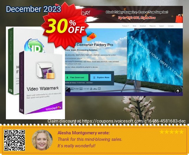 Get 30% OFF WonderFox HD Video Converter Factory Pro + Video Watermark Pro offering sales