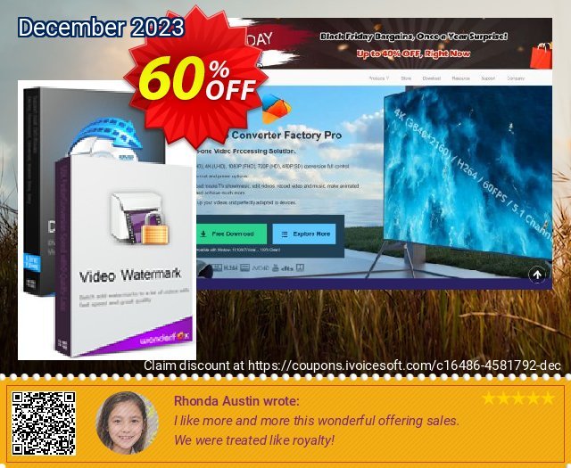 Get 60% OFF WonderFox Video Watermark + WonderFox DVD Video Converter offering sales