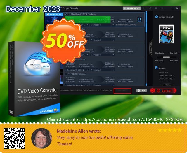 WonderFox DVD Video Converter (Lifetime License) verwunderlich Förderung Bildschirmfoto