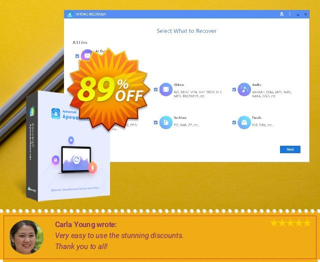 ApowerRecover verblüffend Ermäßigungen Bildschirmfoto
