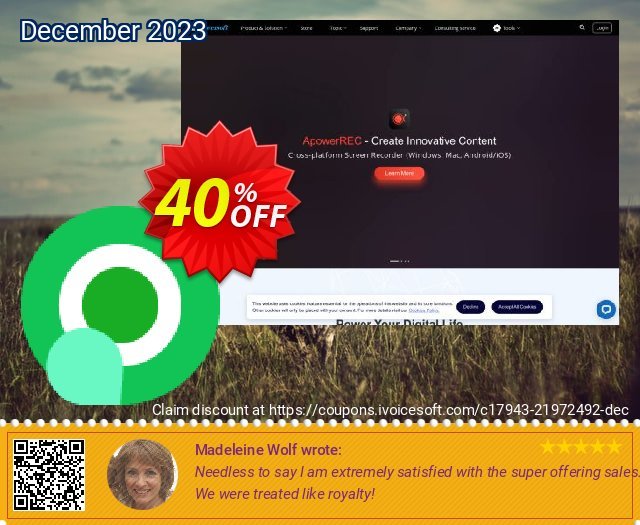 Apowersoft RecCloud Monthly discount 40% OFF, 2024 World Press Freedom Day promo sales. RecCloud Monthly Subscription Hottest promo code 2024