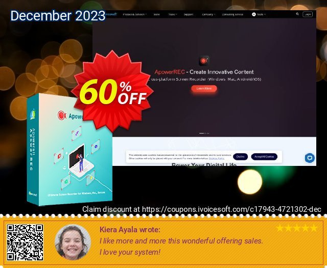 ApowerREC Yearly discount 60% OFF, 2022 January deals. ApowerREC Personal License (Yearly Subscription) imposing deals code 2022