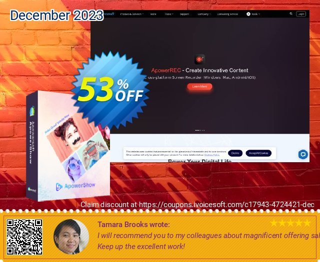 ApowerShow Yearly discount 53% OFF, 2024 April Fools' Day promo sales. ApowerShow Personal License (Yearly Subscription) best promo code 2024
