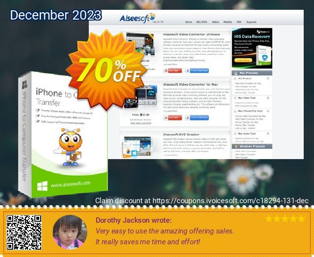 Aiseesoft iPhone to Computer Transfer  굉장한   가격을 제시하다  스크린 샷