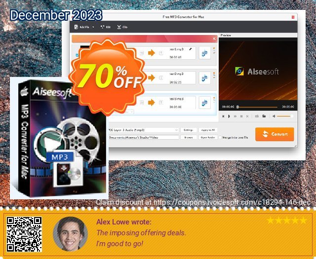 Aiseesoft MP3 Converter for Mac khusus penawaran Screenshot