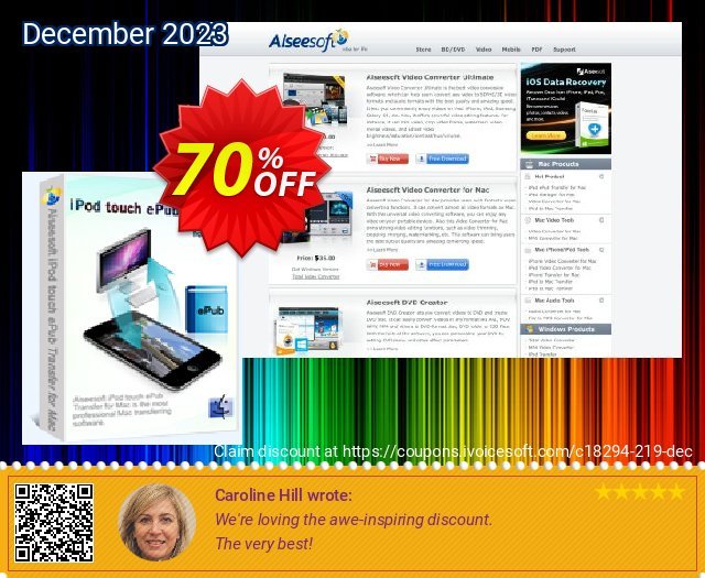 Aiseesoft iPod touch ePub Transfer for Mac discount 70% OFF, 2024 World Backup Day offering sales. 40% Aiseesoft