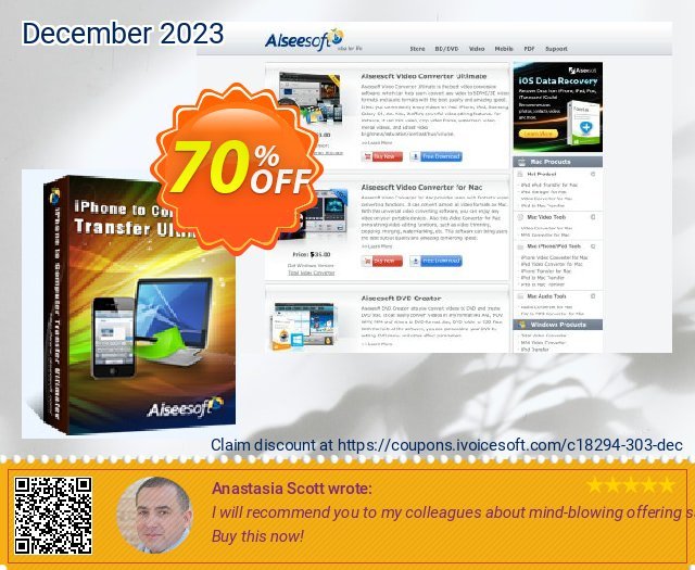 Aiseesoft iPhone to Computer Transfer Ultimate ausschließenden Außendienst-Promotions Bildschirmfoto