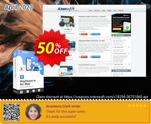 Aiseesoft AnyCoord for Mac - 1 Quarter 50% OFF