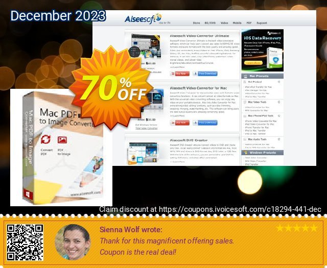 Aiseesoft Mac PDF to Image Converter discount 70% OFF, 2022 Mother Day offering sales. 40% Aiseesoft