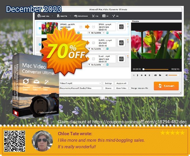 Aiseesoft Mac Video Converter Ultimate Lifetime marvelous sales Screenshot