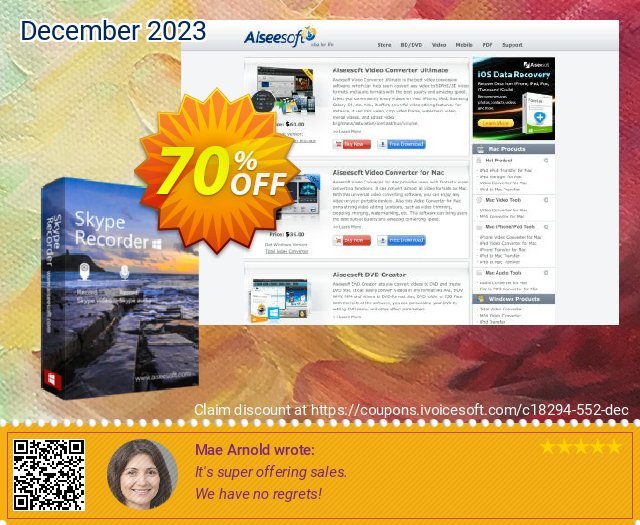 Get 70% OFF Aiseesoft Skype Recorder offering sales