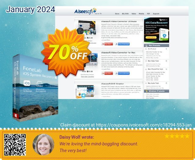 FoneLab - iOS System Recovery discount 70% OFF, 2023 World Day of Music promo. 40% Aiseesoft