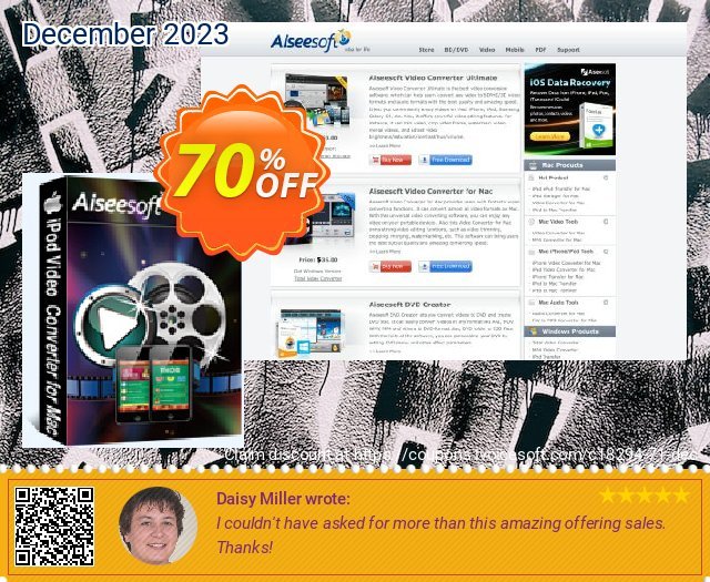 Aiseesoft iPod Video Converter for Mac formidable Promotionsangebot Bildschirmfoto