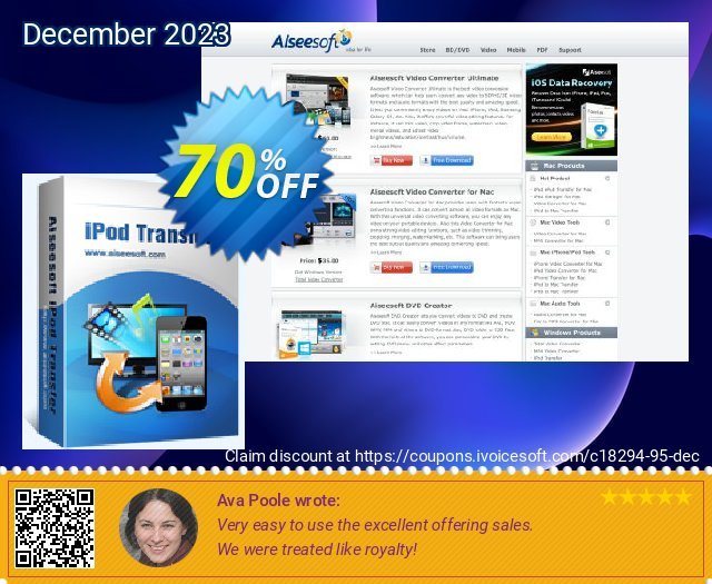 Aiseesoft iPod Transfer wunderbar Außendienst-Promotions Bildschirmfoto