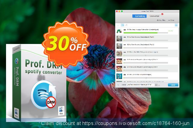 Get 30% OFF Leawo Prof. DRM Spotify Converter For Mac offering sales