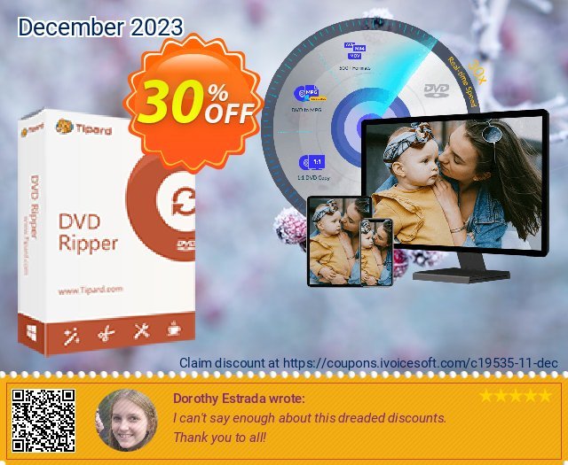 Tipard DVD Ripper Multi-User License (5 PCs) discount 30% OFF, 2024 April Fools' Day offering sales. 30% OFF Tipard DVD Ripper Multi-User License (5 PCs), verified