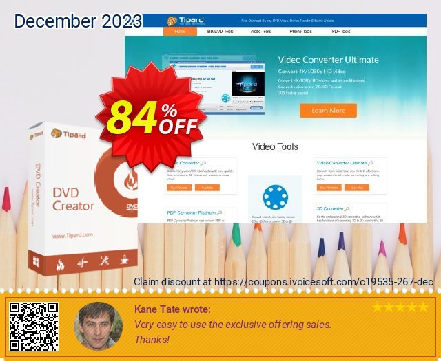 Tipard DVD Creator Lifetime discount 84% OFF, 2023 Xmas Day offering sales. Tipard DVD Creator super promotions code 2023