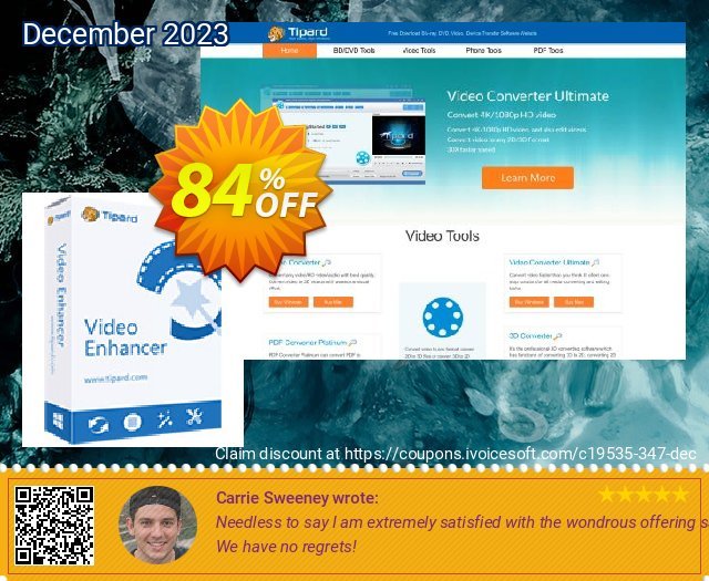 Get 84% OFF Tipard Video Enhancer offering discount