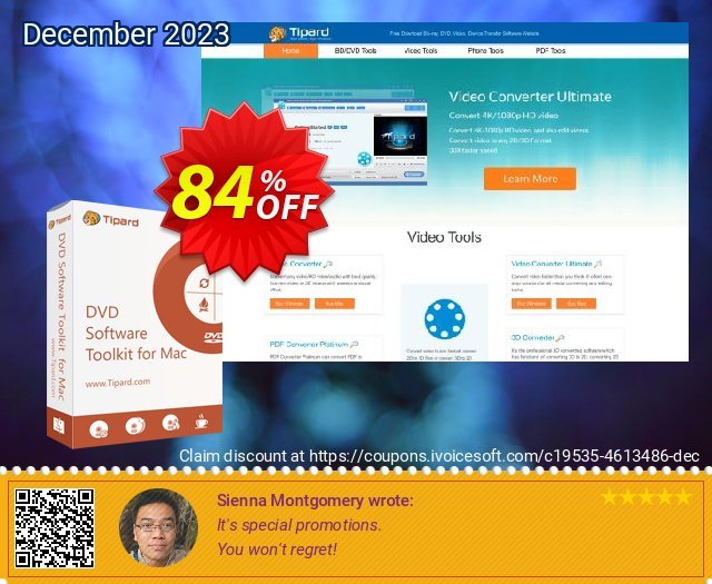 Get 84% OFF Tipard Mac DVD Software Toolkit Platinum offering sales