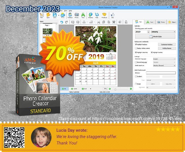 Photo Calendar Maker 惊人的 促销 软件截图