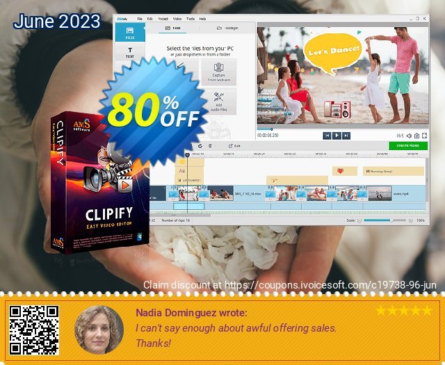 Clipify Pro discount 80% OFF, 2024 April Fools' Day promo sales. 80% OFF Clipify Pro, verified