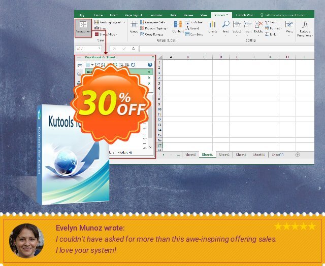 Kutools for Excel 令人敬畏的 优惠码 软件截图