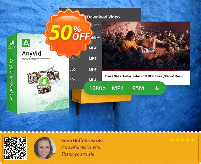 AnyVid Monthly discount 50% OFF, 2024 April Fools' Day discounts. Coupon code AnyVid Win Monthly