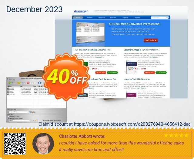 Aostsoft BMP to HTML OCR Converter discount 40% OFF, 2024 April Fools Day deals. Aostsoft BMP to HTML OCR Converter Amazing discounts code 2024