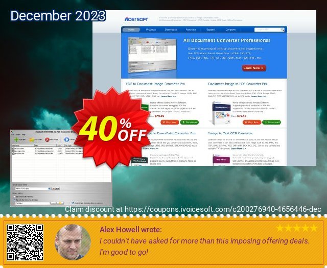 Aostsoft HTM HTML to PDF Converter discount 40% OFF, 2024 Working Day promotions. Aostsoft HTM HTML to PDF Converter Wondrous promo code 2024