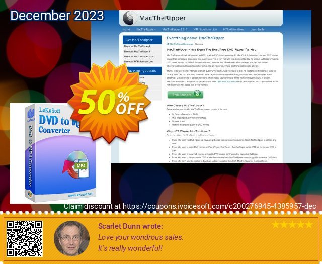 LeKuSoft DVD to MP4 Converter 令人敬畏的 产品销售 软件截图