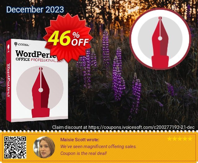 WordPerfect Office Professional 2021 discount 46% OFF, 2022 British Columbia Day offering sales. 25% OFF WordPerfect Office Professional 2022, verified