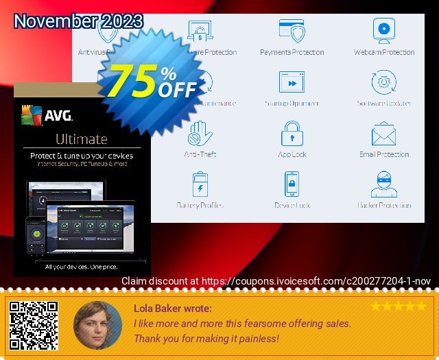 AVG Ultimate discount 75% OFF, 2023 April Fools' Day discounts. 28% OFF AVG Ultimate 2023